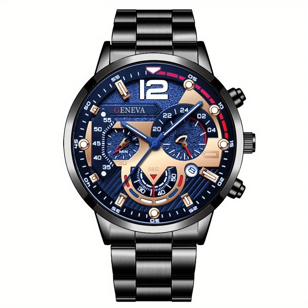 Fashion Men's Stainless Steel Calendar Watch