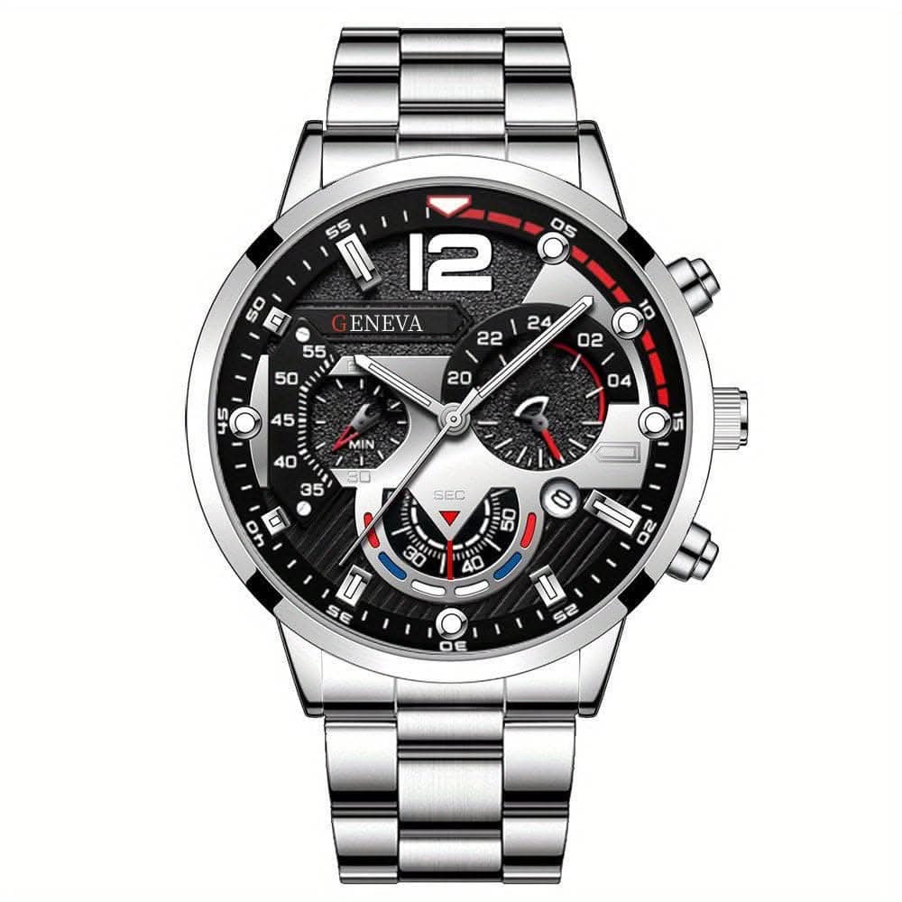 Fashion Men's Stainless Steel Calendar Watch