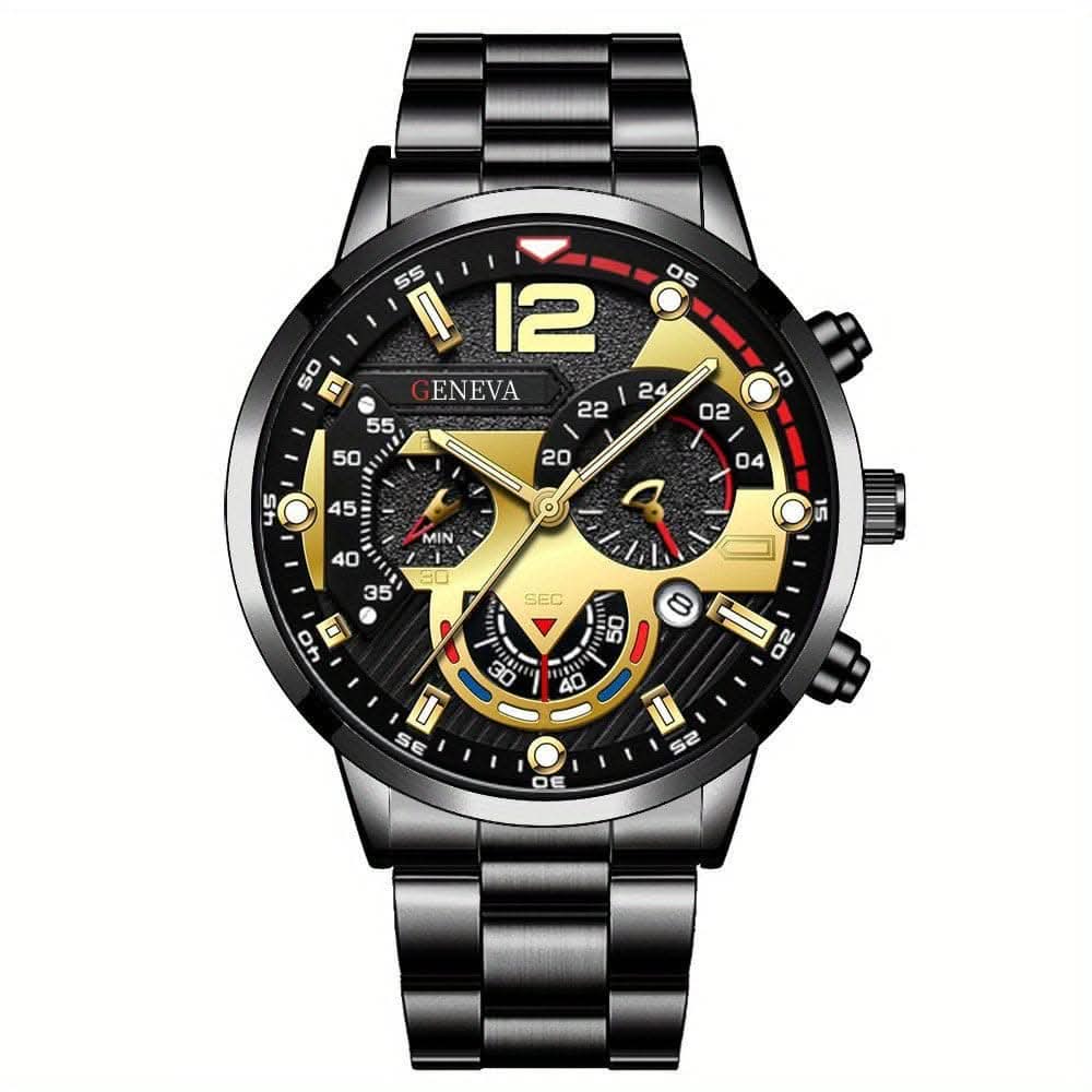 Fashion Men's Stainless Steel Calendar Watch